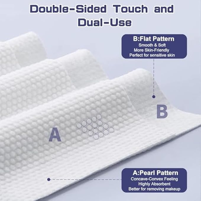 BODFPPC DISPOSABLE FACE TOWEL, 600 COUNT FACE CLEAN TOWELS, FOR WASHING SOFT COTTON DRY WIPES FACIAL CLOTHS TOWELETTES FOR WASHING AND DRYING, FACIAL TISSUE FOR CLEANSING, SKINCARE AND MAKEUP REMOVER - Image 2